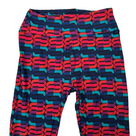 LuLaRoe Black Blue Red Purple Chain Links Ovals 90's Y2K Leggings One Size OS - Picture 2 of 6
